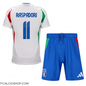 Italia Giacomo Raspadori #11 Seconda Maglia Bambino Europei 2024 Manica Corta (+ Pantaloni corti)